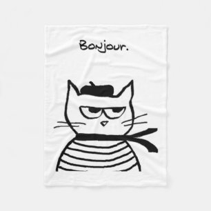 Couverture Polaire Bonjour French Cat Funny
