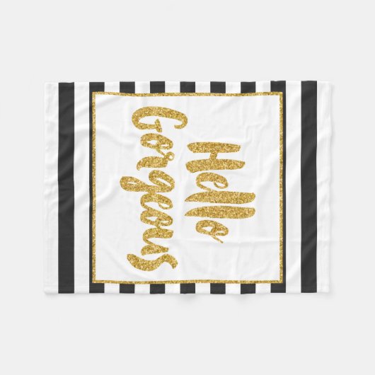 Couverture Polaire Bonjour Magnifique Black & White Gold Parties scin (Devant (Horizontal))