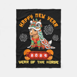 Couverture Polaire Bonne Année 2026 Année du Cheval Célébration Lunai