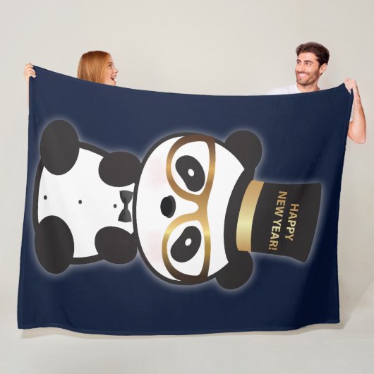 Couverture Polaire Bonne année Panda Bear - Leon Tuxedo (En situation)