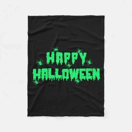 Couverture Polaire Bonne Halloween avec les araignées (Devant)