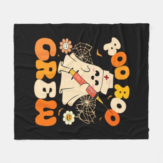 Couverture Polaire Boo Boo Crew Drôle Fantôme Pour Infirmière, Rétro (Devant (Horizontal))