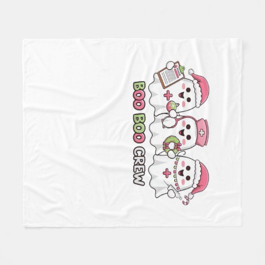 Couverture Polaire Boo Boo Crew Noël, infirmière fantôme surdimension (Devant (Horizontal))