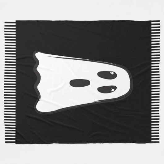 Couverture Polaire BOO ! Éffrayant Ghost Halloween noir blanc (Devant (Horizontal))