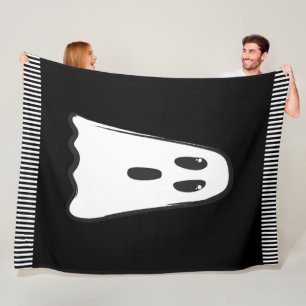Couverture Polaire BOO! Fantôme Mignon Halloween Noir Blanc
