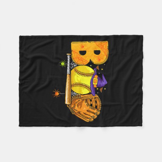 Couverture Polaire Boo Softball Player Catcher Tcher Funny Halloween (Devant (Horizontal))