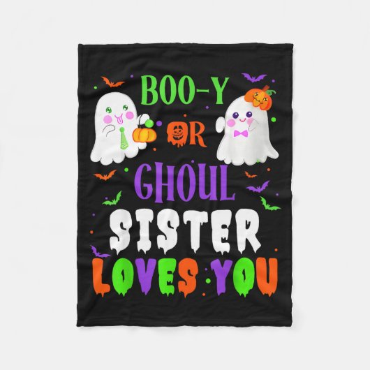 Couverture Polaire Boo-y Or Ghoul Sister Loves You Boo Halloween Baby (Devant)