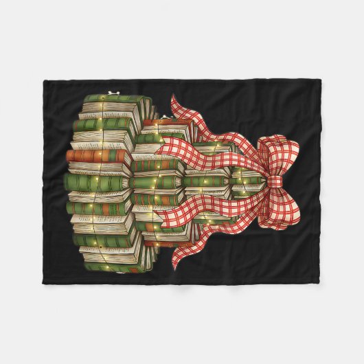 Couverture Polaire Bookmas Tree Christmas Librarian Book Lover Holida (Devant (Horizontal))