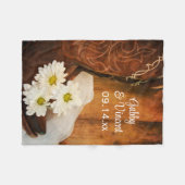 Couverture Polaire Boots de cowboy blanc de marguerites Pays Mariage  (Devant (Horizontal))