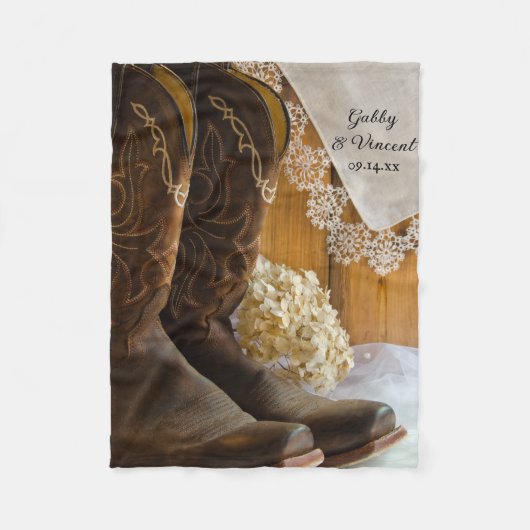 Couverture Polaire Boots de cowboy et dentelle Country Mariage de la (Devant)