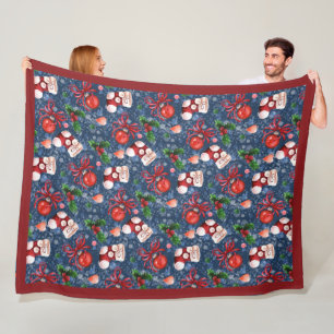 Couverture Polaire Boots de Père Noël mignonne Boules Red Holly Berri