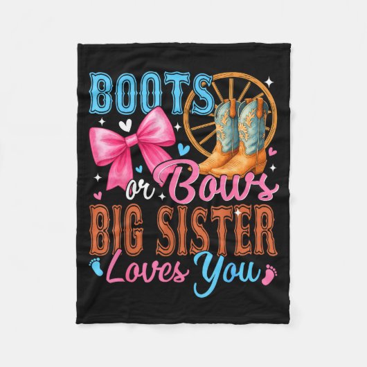 Couverture Polaire Boots Or Bows Big Sister Loves You Gender Reveal F (Devant)