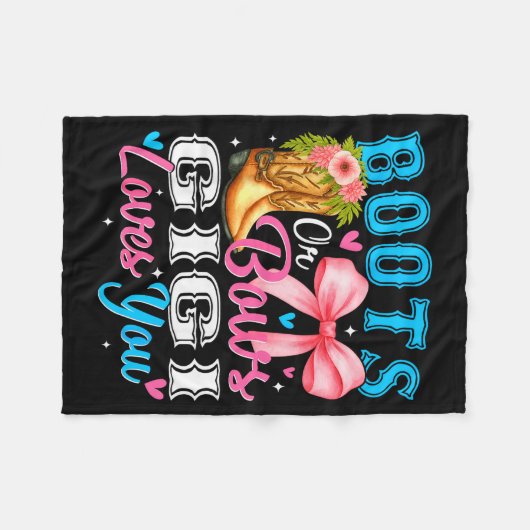 Couverture Polaire Boots Or Bows Gigi Loves You Gender Reveal Family (Devant (Horizontal))