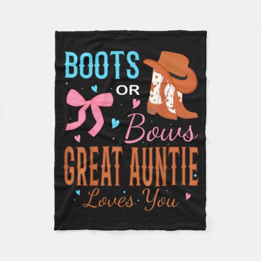 Couverture Polaire Boots Or Bows Great Auntie Loves You Gender Reveal (Devant)