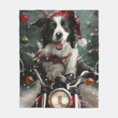 Couverture Polaire Border Collie à moto Noël  (Devant)