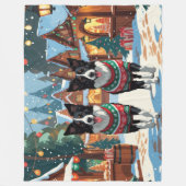 Couverture Polaire Border Collie Dogs Christmas Snow Holiday (Devant)