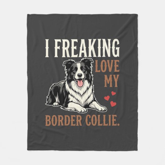 Couverture Polaire Border Collie drôle d'amour de chien (Devant)