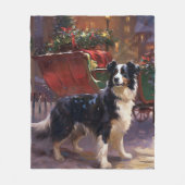 Couverture Polaire Border Collie Noël Saison Festive (Devant)
