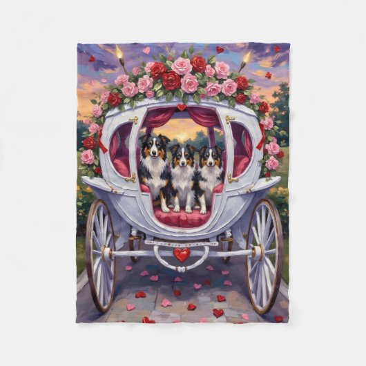 Couverture Polaire Border Collie Saint-Valentin (Devant)