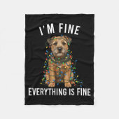 Couverture Polaire Border Terrier Christmas I'm Fine Everything Is Fi (Devant)
