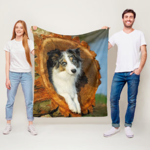 Couverture Polaire Bordure Collie bleu Merle Chien mignonne Portrait