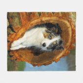 Couverture Polaire Bordure Collie bleu Merle Chien mignonne Portrait  (Devant (Horizontal))