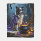 Couverture Polaire Bordure Collie Chien Whimsical Halloween Peinture (Devant)