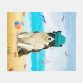 Couverture Polaire Bordure Collie Dog sur la plage (Devant (Horizontal))