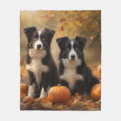 Couverture Polaire Bordure Collie Puppy Automne Citrouille de plaisir (Devant)