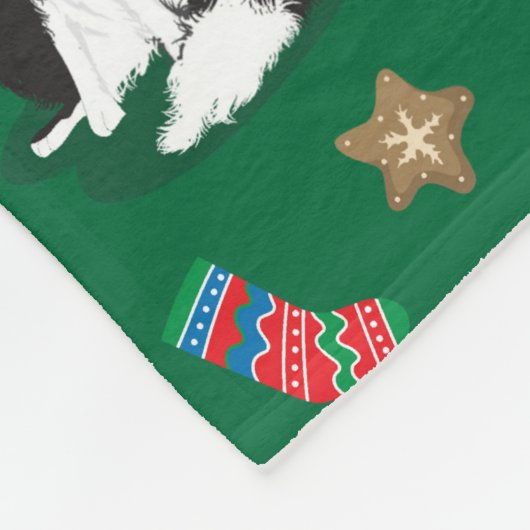 Couverture Polaire Bordure de Noël Collie verte (Coin)