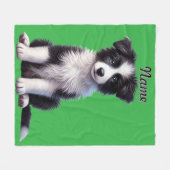Couverture Polaire Bordure personnalisée Collie Puppy (Devant (Horizontal))