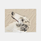 Couverture Polaire Borzoi (Argent Brindle) Peinture Chien Art origina (Devant (Horizontal))
