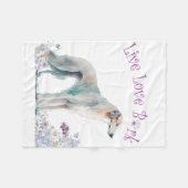 Couverture Polaire Borzoi Chien Maman Floral (Devant (Horizontal))
