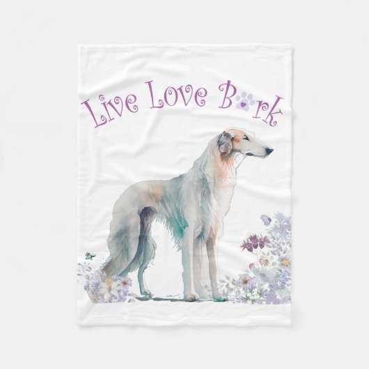 Couverture Polaire Borzoi Chien Maman Floral (Devant)