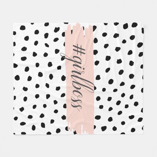 Couverture Polaire Boss et points noirs Pastel Rose moderne (Devant (Horizontal))
