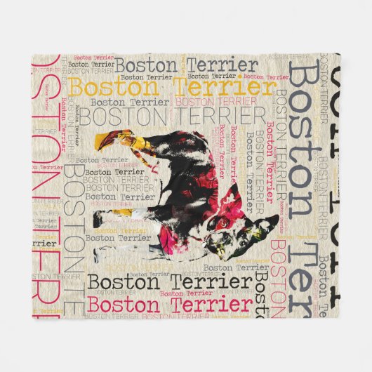 Couverture Polaire Boston adorable Terrier (Devant (Horizontal))