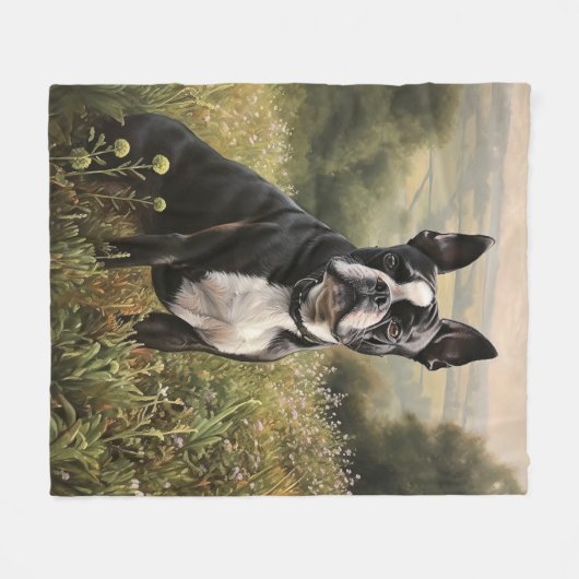 Couverture Polaire Boston Terrier (Devant (Horizontal))