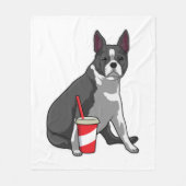 Couverture Polaire Boston Terrier avec boisson (Devant)