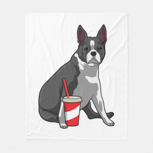 Couverture Polaire Boston Terrier avec boisson (Devant)