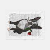 Couverture Polaire Boston Terrier avec Rose dans la bouche (Devant (Horizontal))