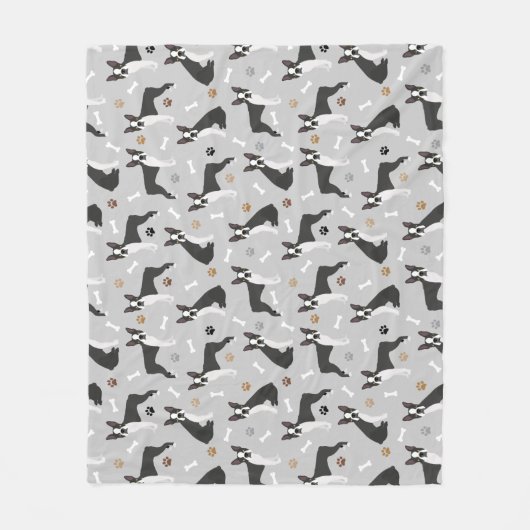 Couverture Polaire Boston Terrier Bones and Paws Fleece Blanket (Devant)