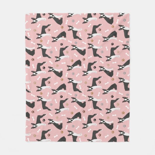 Couverture Polaire Boston Terrier Bones and Paws Fleece Blanket (Devant)
