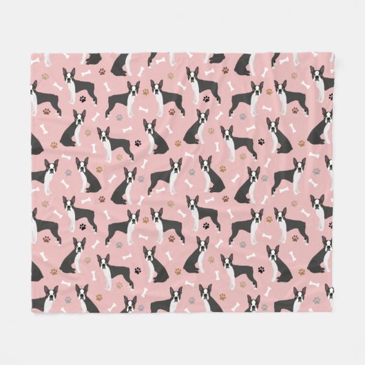 Couverture Polaire Boston Terrier Bones and Paws Fleece Blanket (Devant (Horizontal))
