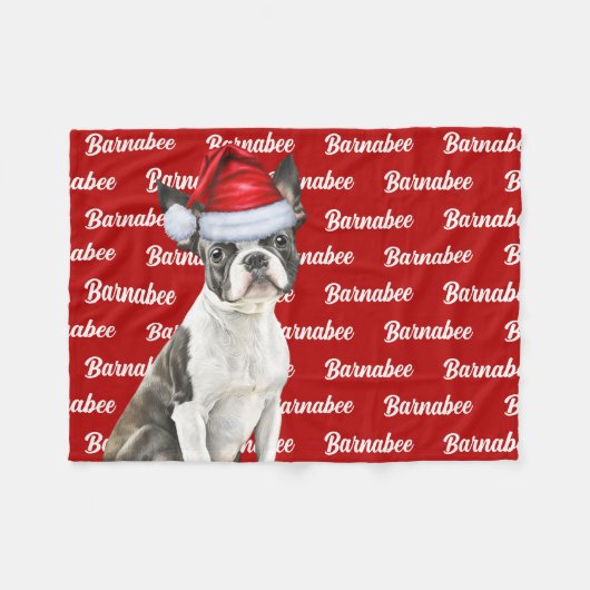 Couverture Polaire Boston Terrier Chien Nom Noël (Devant (Horizontal))