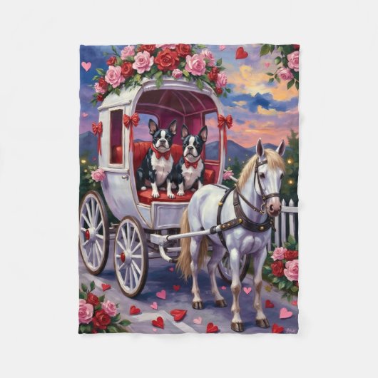 Couverture Polaire Boston Terrier Chien Saint-Valentin (Devant)