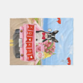 Couverture Polaire Boston Terrier Chien Valentine's Day Truck Hearts (Devant (Horizontal))