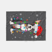 Couverture Polaire Boston Terrier Christmas Santa Hat  (Devant (Horizontal))