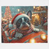 Couverture Polaire Boston Terrier Dog Roller Dessous de verre Noël (Devant (Horizontal))
