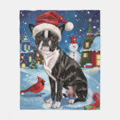 Couverture Polaire Boston Terrier Dog Winter Wonderland Noël Joie (Devant)