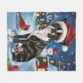 Couverture Polaire Boston Terrier Dog Winter Wonderland Noël Joie (Devant (Horizontal))